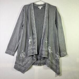Coldwater Creek Boho Embroidered Cardigan L Floral Romantic Southwestern